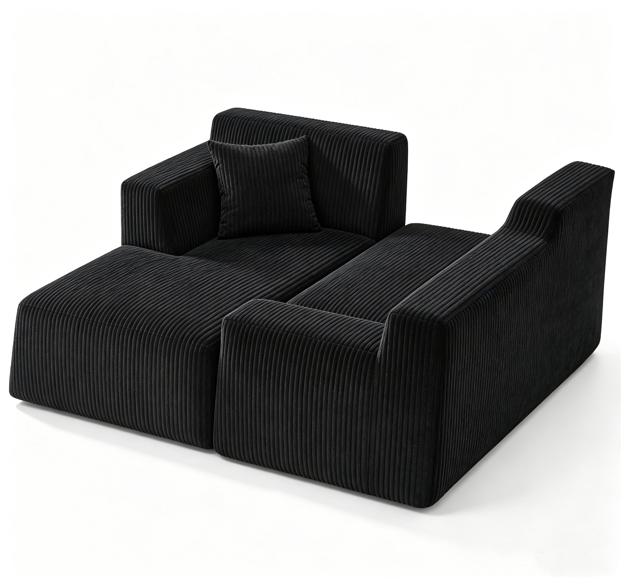 Aukfa 97" Cloud Sectional Sofa Tight Back Boneless Couch Modular L-Shaped Couch, Left Chaise Corduroy Sofa for Living Room, Black