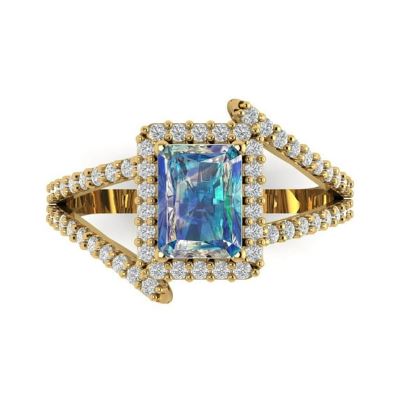 Clara Pucci 14K Yellow Gold 1.94ct BlueMoissanite Solitaire with Accents