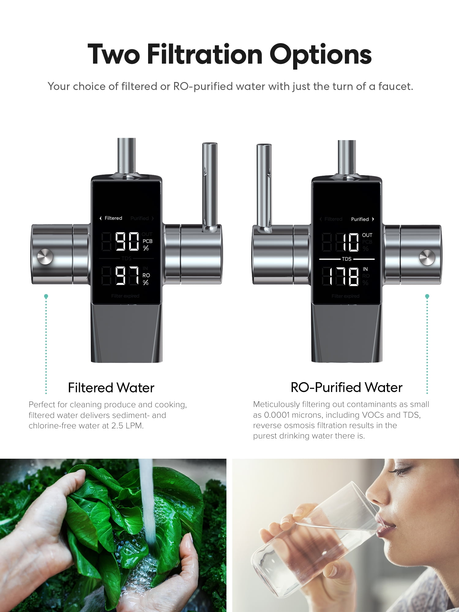 Brio Aquus Reverse Osmosis Tank Less Water Filtration System with Smart Faucet, 800 Gallons Per Day, 2:1 Pure to Drain