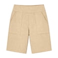 thumbnail image 3 of Women's Bermuda Long Shorts with Pockets High Waisted Stretch Knee Length Shorts for Women for Women Walking Workout Casual Summer Golf Shorts Migroa Beige L, 3 of 4
