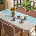 thumbnail image 3 of Blue Waves Table Cloths for 4 Foot Rectangle Tables, Summer Beach Coastal Nautical Ocean Patio Waterproof Elastic Fitted Tablecloths, Washable Rectangular Table Cover for Camping, 3 of 8