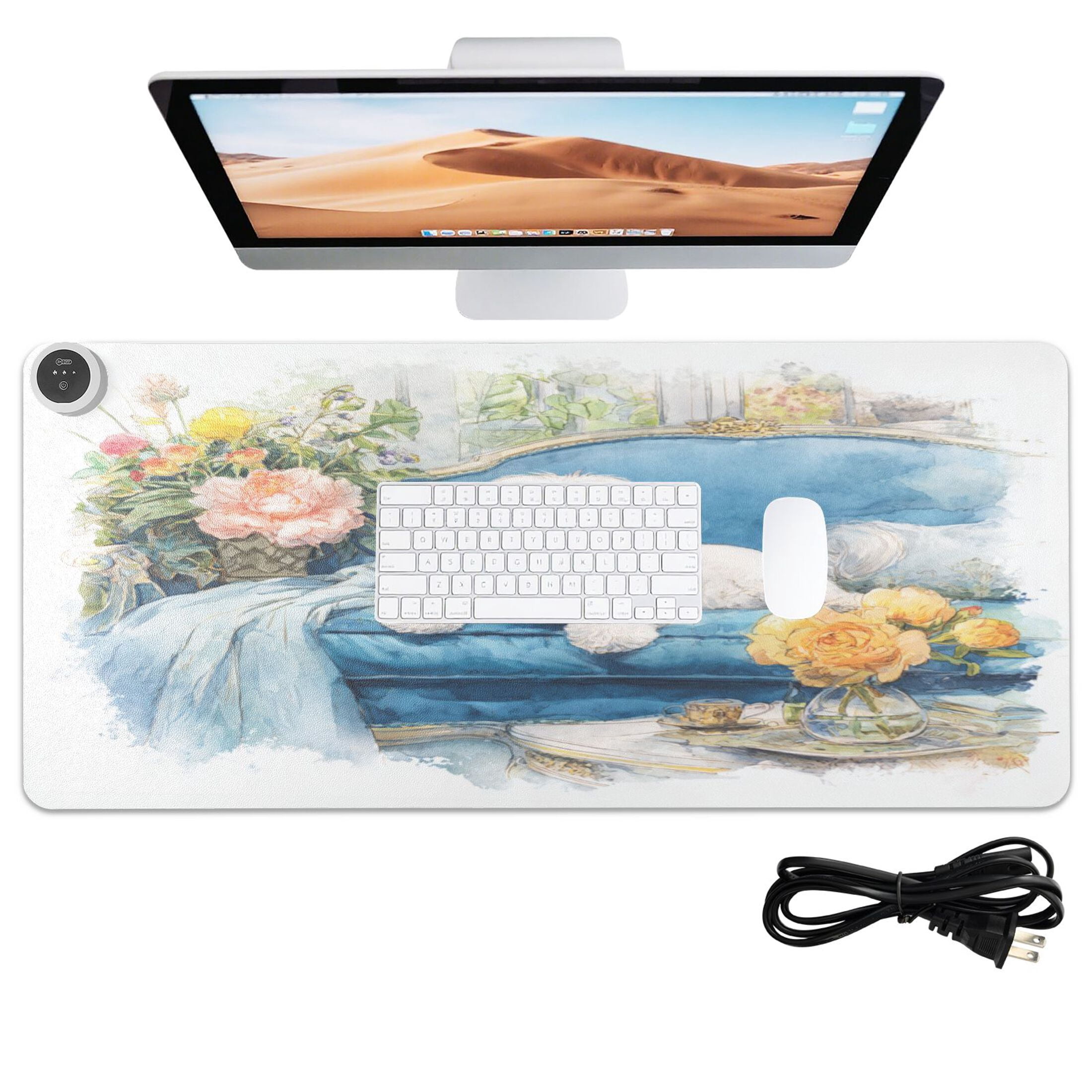 Large Heated Desk Mat Mouse Pad 31.5"x13"PU Leather Graphene Heating Desk Warmer with 3 Temperature Settings 110V US Plug Non-Slip Warm Pad for Home, Office, and Gaming The Obedient Shih Tzu Dog