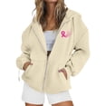 thumbnail image 4 of Bovemsi Sweatshirt for Women Breast Cancer Awareness Hoodies Ribbon Graphic Full Zip Up Oversized Fleece Jackets Clothes Zip Up Hoodie, 4 of 7
