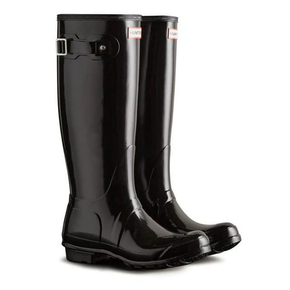 Hunter Women's Original Tall Gloss Black Rain Boots, Size 5