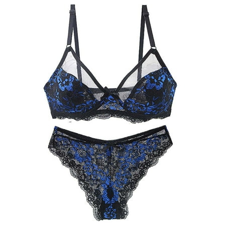 

Patlollav Womens Plus Size Ladies Lingerie Set Sexy Lace Sling Bra And Panties Summer Thin Lingerie Set