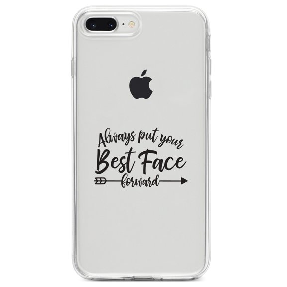 DistinctInk Clear Shockproof Hybrid Case for iPhone 7 PLUS / 8 PLUS (5.5" Screen) TPU Bumper Acrylic Back Tempered Glass Screen Protector - Always Put Your Best Face Forward