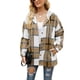 thumbnail image 1 of Abrigo de lana para mujer Abrigo para niñas Patrón de cuadros con capucha de moda para primavera Otoño Invierno Amarillo M, 1 of 7