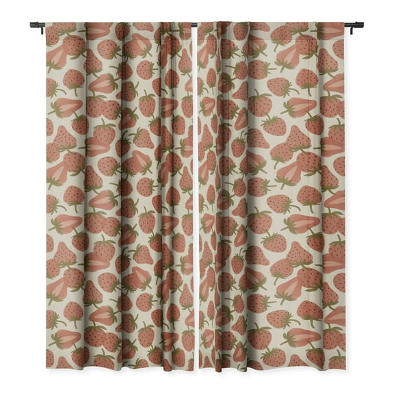 Society6 Alisa Galitsyna Strawberry Harvest Single Panel Room Darkening Window Curtain 50" x 84"