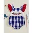 thumbnail image 3 of Okbabeha Newborn Baby Girls 4th of July Outfits Fourth of July Bubble Romper Fly Sleeve USA Flag Embroidery Bodysuits Summer Independence Day Clothes, 3 of 8