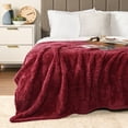 thumbnail image 5 of PAVILIA Sherpa Throw Blanket For Couch Sofa, Wine Red Fluffy Warm Plush Blanket for Bed, Cozy Super Soft Lightweight Throw, Fuzzy Decorative Blanket, All Season Home, 50x60, 5 of 9