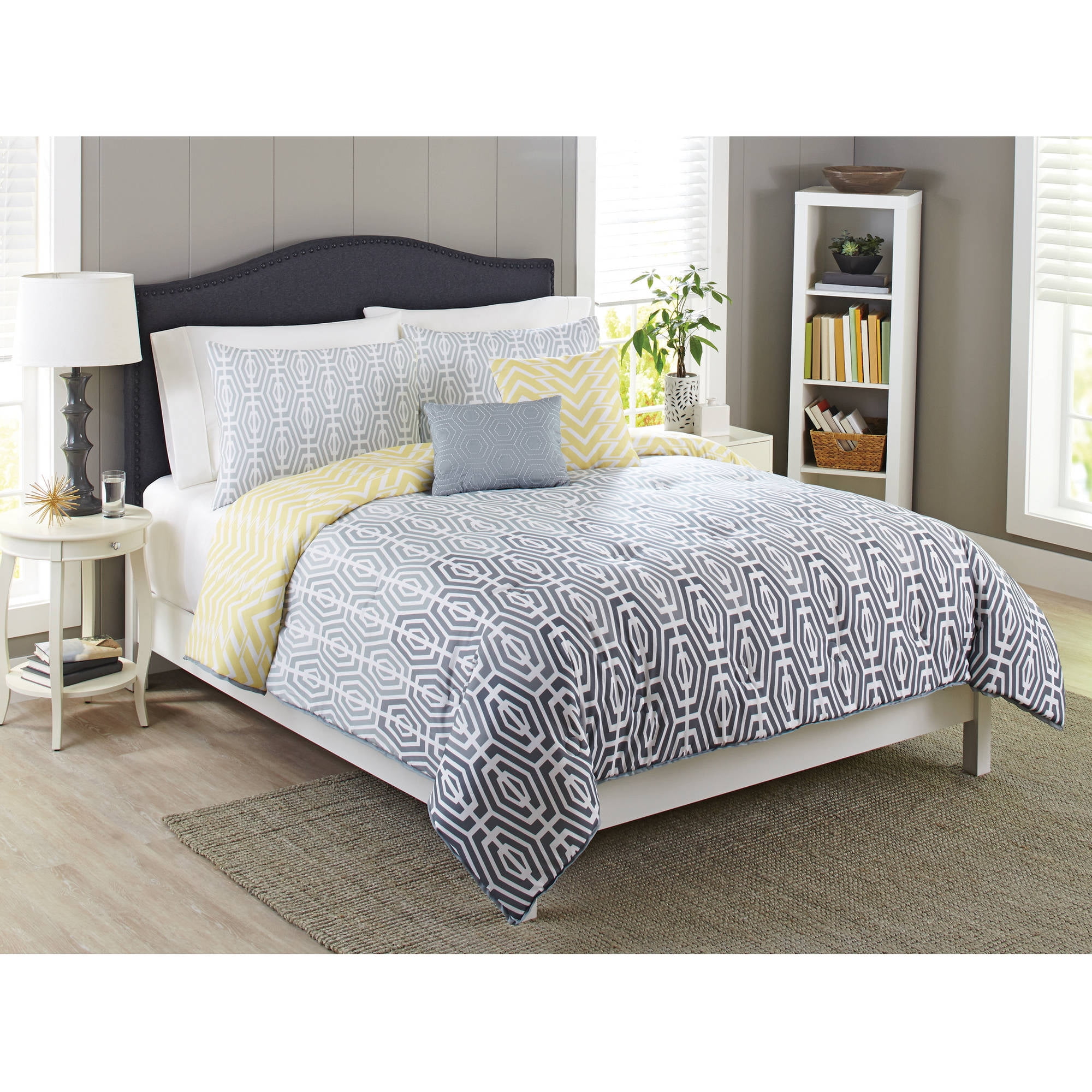 Better Homes & Gardens Full or Queen Geometric Ombre Comforter Set, 5