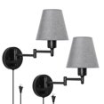 thumbnail image 1 of Luz De Pared Con Brazo Oscilante, Luces De Pared Modernas Con Pantalla De Lino, Instalación Enchufable O Montada, Enchufe E27 Para Dormitorio, Sala De Estar, Oficina 2 Piezas Guardurnaity HA026948-01, 1 of 7