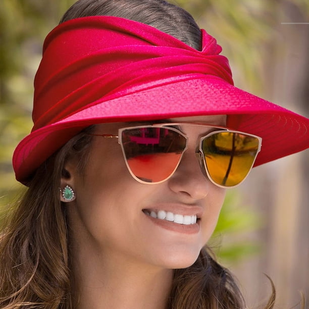 Sombrero Plegable Ajustable Visera De Paja Para Mujer - Protección UPF 50 , Plegable Y Ajustable Visera Paja Mujer