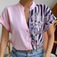 thumbnail image 4 of Blusa suelta con estampado floral en color rosa puro y manga corta para mujer, 4 of 7