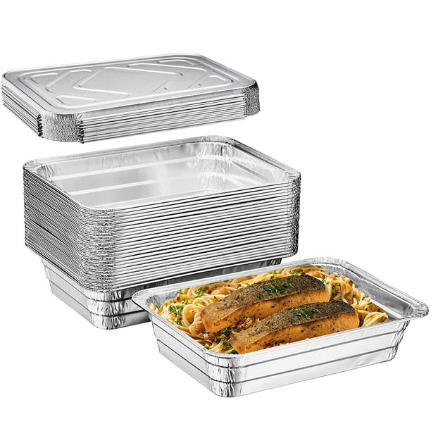 Displastible Disposable Aluminum Pans with Lids Freezer and OvenSafe 2.25 Pans 10 Pack