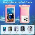 thumbnail image 3 of Waterproof Phone Pouch Case 2 Pax for iPhone 17 16 Pro Max/15/14/13/12, IP68 Travel Cellphone Dry Bag Beach Cruise Ship Essentials Bags with Crossbody Lanyard, Iridescent Pink and Blue-7″, 3 of 12