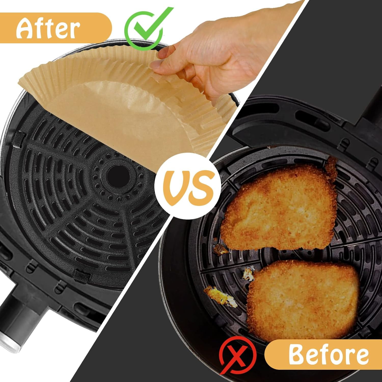 100PCS 7.9 Inch Disposable Air Fryer Liners - Non-Stick Paper Liners for 4-8QT Air Fryers, Ovens & Microwaves