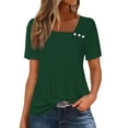 thumbnail image 2 of Otntypg Womens Short Sleeve Tunic Tops Casual Asymmetrical V Neck Cute Summer Shirts Button Loose Fit Business Dressy Elegant Blouses Green S, 2 of 5