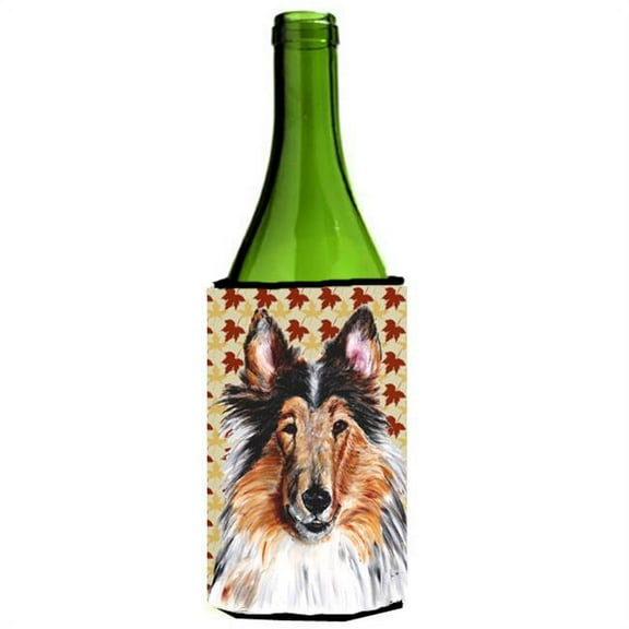 Collie Fall Leaves Wine bottle sleeve Hugger  24 Oz.