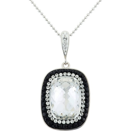 5th & Main Round Clear Swarovski with Black Pave Crystal Pendant Necklace