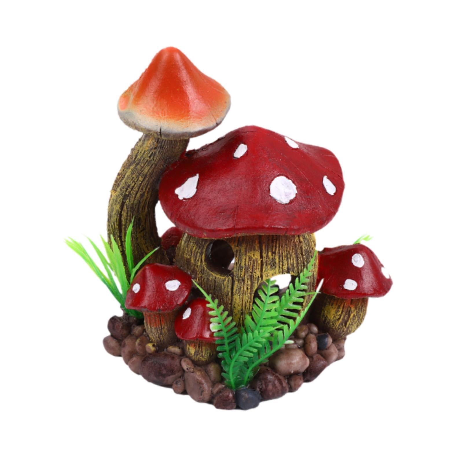 Serenable Aquarium Mushroom House,Mushroom Cottage Ornament,Fairy Garden Decorations, Tank Decoration Hideout for Shrimp Reptiles
