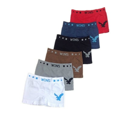 Boys Seamless Eagle Print Short Boxers (6 Pack) BY2109