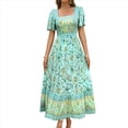 thumbnail image 3 of Vestido Informal, Fluido, con Estampado Floral Bohemio, de Corta y Corte Escalonado para Mujer (Verano 2025) Verde XL, 3 of 9