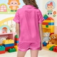 thumbnail image 5 of FINALGANG Girls Valentine's Day Homewear Set Letter Printed Short Sleeved Button Lapel Top Loose Fit Shorts Outfit For Kids Casual Daily Home Relaxation Fashionable Set, 5 of 5