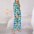 thumbnail image 3 of Honeii Cartoon Monster print Women's Pajama Sets Long Sleeve Button Down Sleepwear Nightwear Soft Pjs Lounge Sets-XX-Large, 3 of 7
