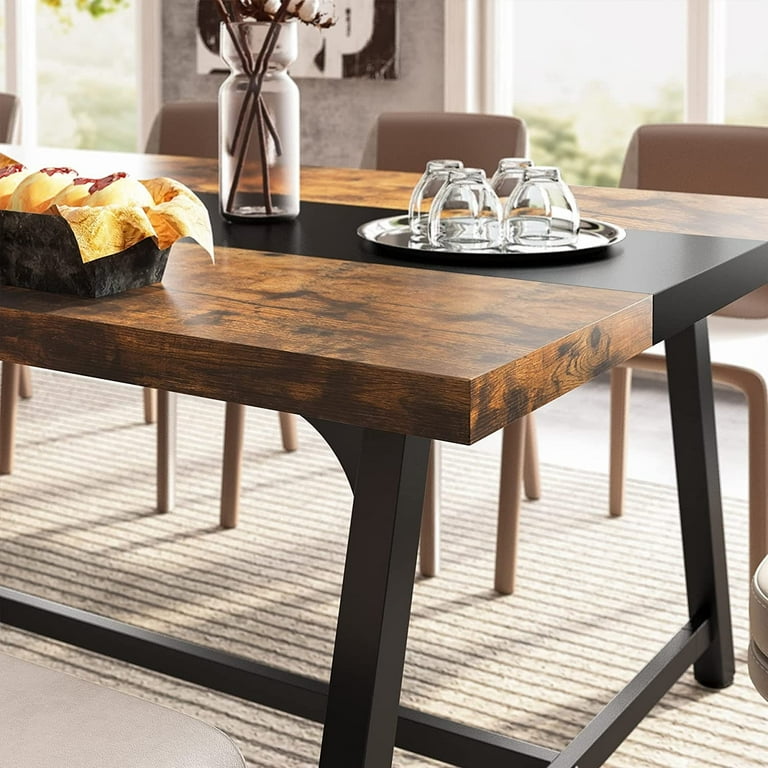 Dining Table for 8 People 70.87 Inch Rectangular Wood Kitchen Table Brown
