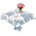 thumbnail image 2 of Light Blue Coral Coastal Table Cloth Waterproof Tablecloths, Summer Beach Starfish Shell Tablecloth Dining Table Cover for Kitchen Party Tabletop Outdoor, Square Tablecloth 54x54 Inch, 2 of 9