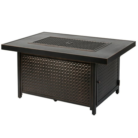 Fire Sense - Weyland Rectangular Aluminum LPG Fire Pit - Antique Bronze