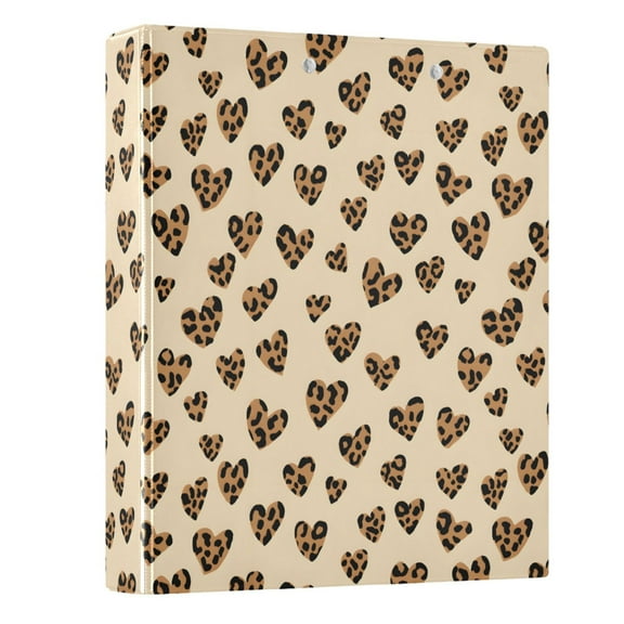 Three Ring Binder Leopard Print Heart 1.5 Inch Round Binder D-Rings for Office Supplies and More
