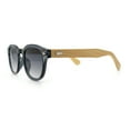 thumbnail image 6 of Hipster Mens Keyhole Round Horn Rim Bamboo Wood Arm Retro Sunglasses Slate - Smoke, 6 of 8