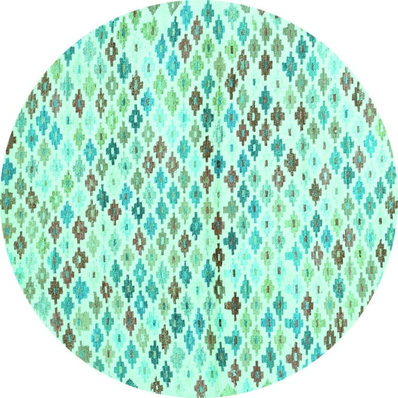 Ahgly Company Indoor Round Southwestern Turquoise Blue Country Area Rugs, 4' Round