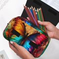 thumbnail image 6 of Sikiie Vibrant Rainbow Butterfly A Print Flip Double-layer Pencil Case, All-purpose Stationery Bag for Study and Office, Zipper Design, Unisex, 6 of 7