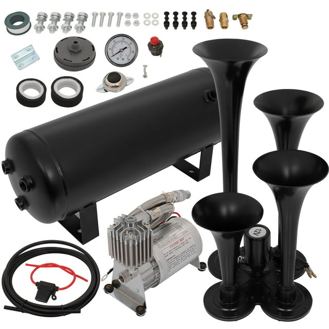 Air Horn Kit(Air tank,air compressor),4 Trumpet Train Horn 4Trumpet Air
