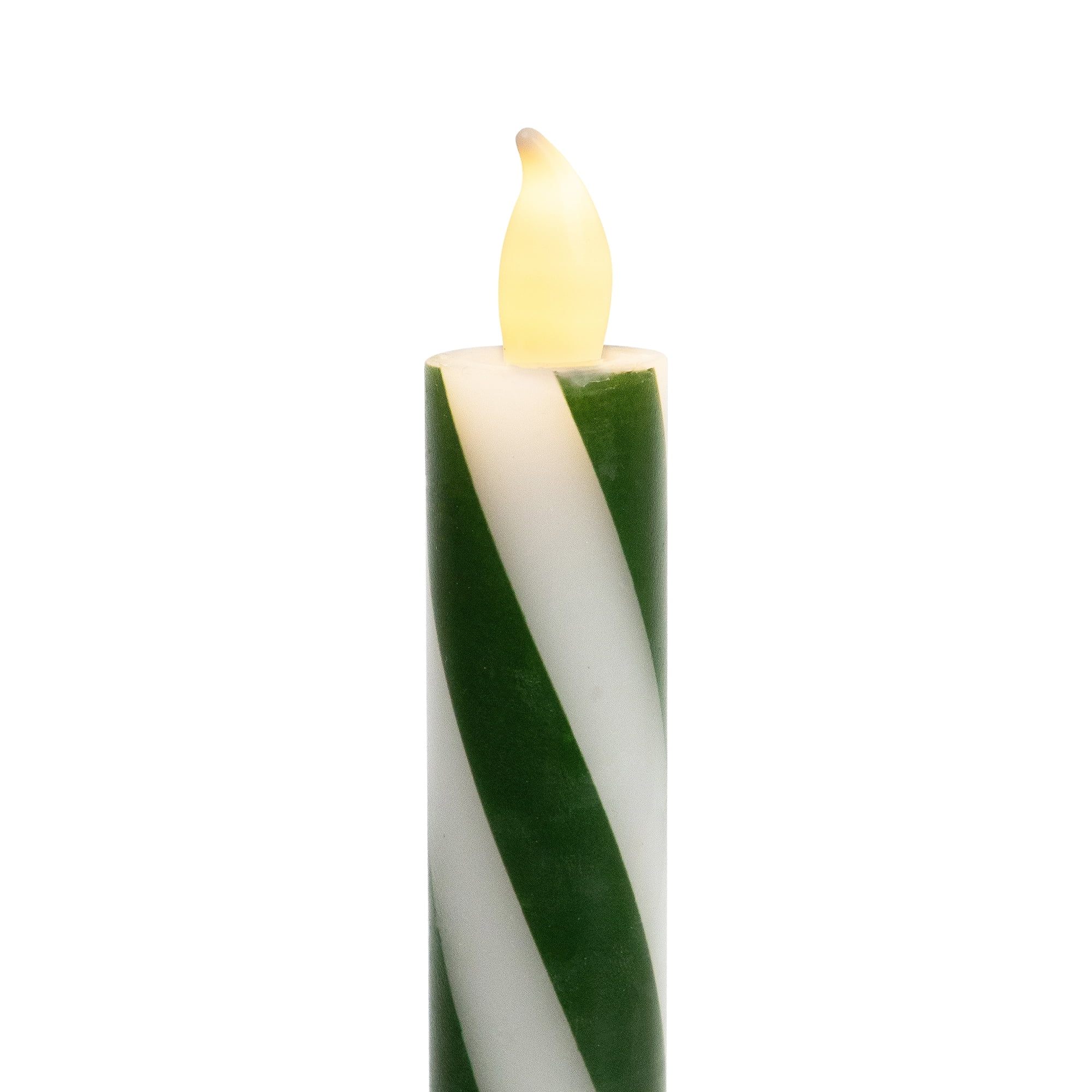 Northlight Candy Cane Striped Flickering Tapered Flameless Christmas Candles - 9.5" - Green and
