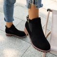 thumbnail image 5 of HWRETIE Ladies Fashion Shoes,Square Heel Buckle Short Boots Ladies Fall Winter Cool Solid Color Low Heel Comfortable Fashionable Versatile Womens Boots Black, 5 of 8