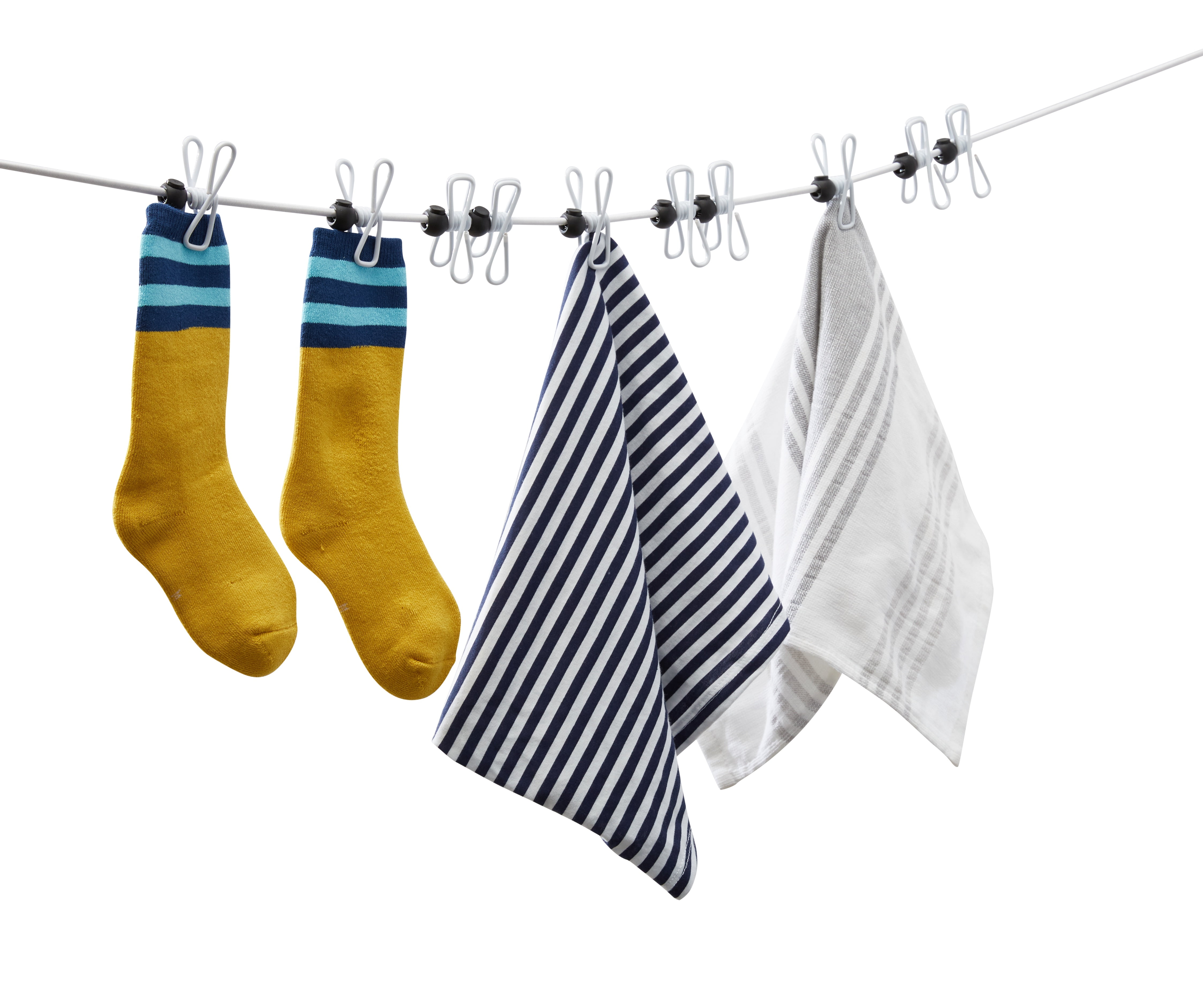 (6 pack) Mainstays Portable Indoor-Outdoor 6 ft Bungee Clothesline, White