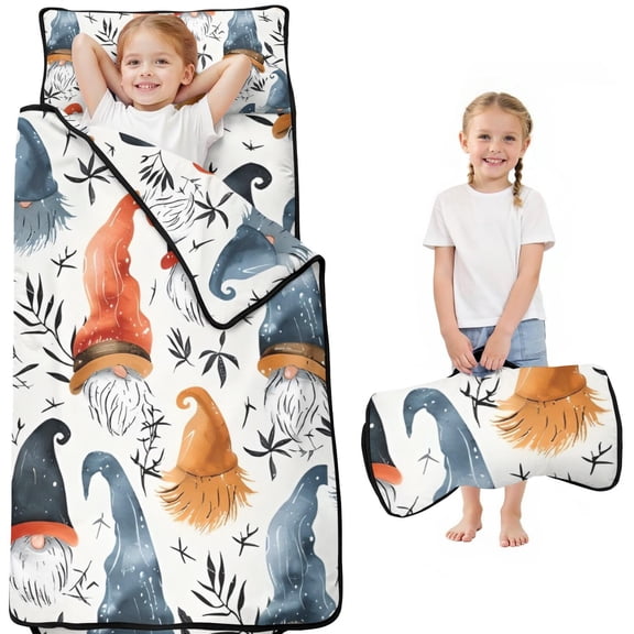 Multicolor Christmas Gnome Pattern Toddler Nap Mats for Kids Preschool,50"x20" Sleeping Mat Bag or Kids,Toddler Sleeping Bag,Toddler Nap Mat or Daycare