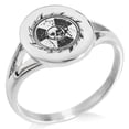 thumbnail image 1 of Stainless Steel Radioactive Sawblade Skull Minimalist Oval Top Polished Statement Signet Ring, 1 of 1