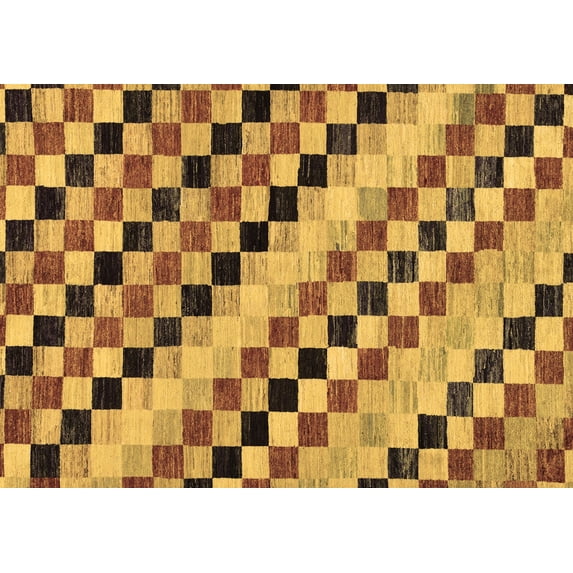 Ahgly Company Indoor Rectangle Checkered Brown Modern Area Rugs, 5' x 7'