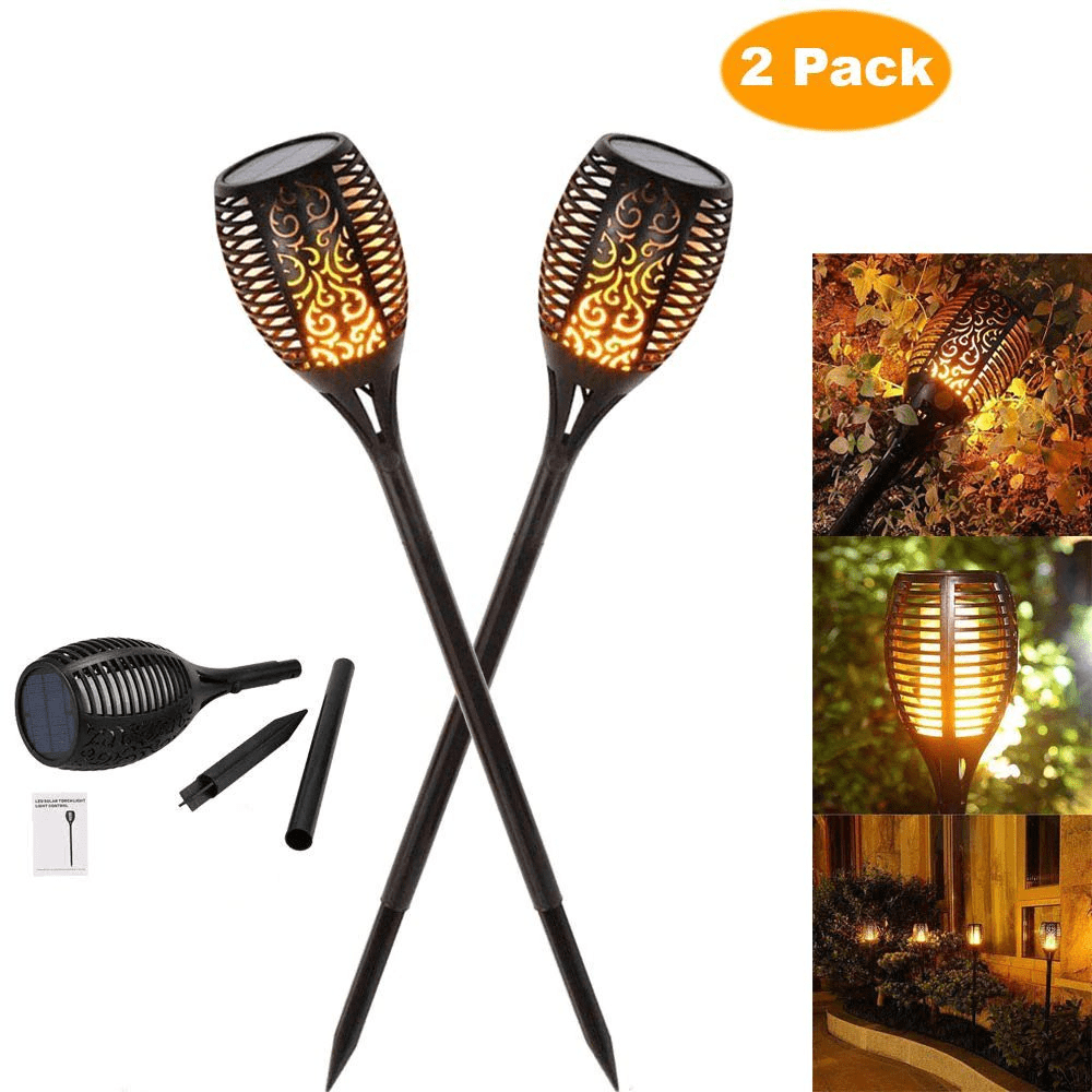 31/51 LED Flame Solar Torch Light Waterproof Flickering Dancing Path Garden Lamp 