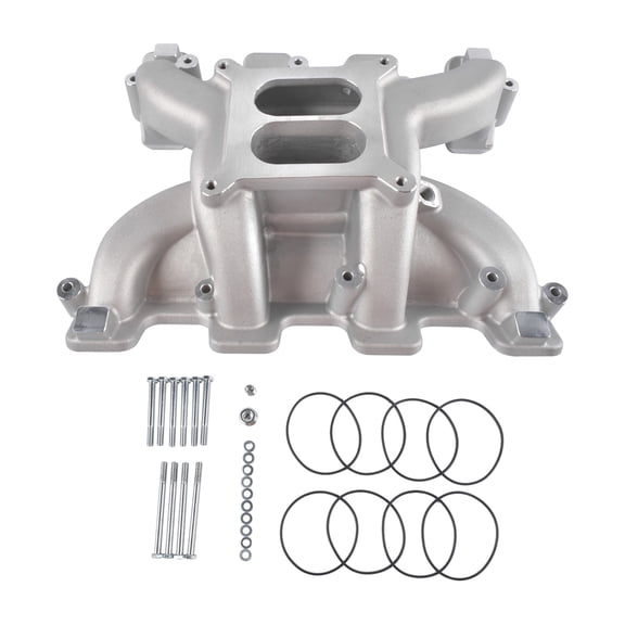NEWZQ 300-130 Dual Plane Carbureted Intake Manifold for GM LS1/LS2/LS6 Corvette Camaro Satin 5.7 6.0