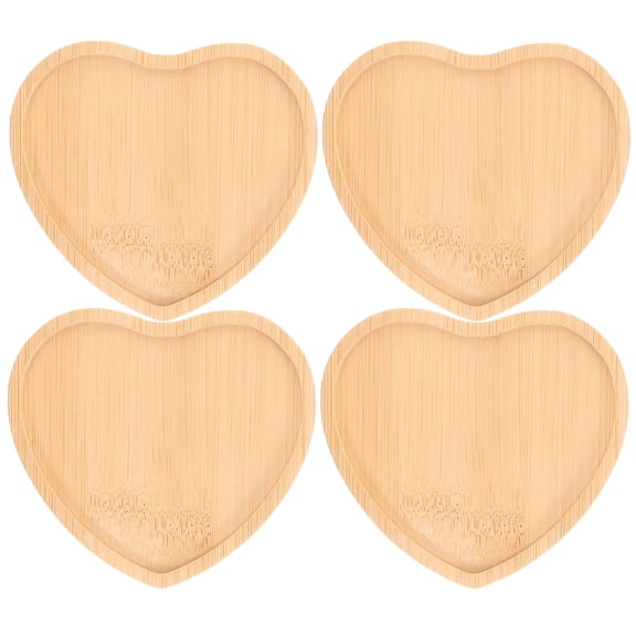 Soimiss Khaki Heart Shaped Coasters for Drinks Wood Cup Pads Perfect for Home Decor and Kitchen Use 4pcs