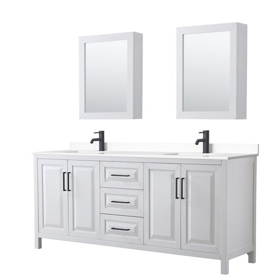 Wyndham Collection WCV252580DWBWCUNSMED Daria 80" Free Standing Double Basin Vanity Set -
