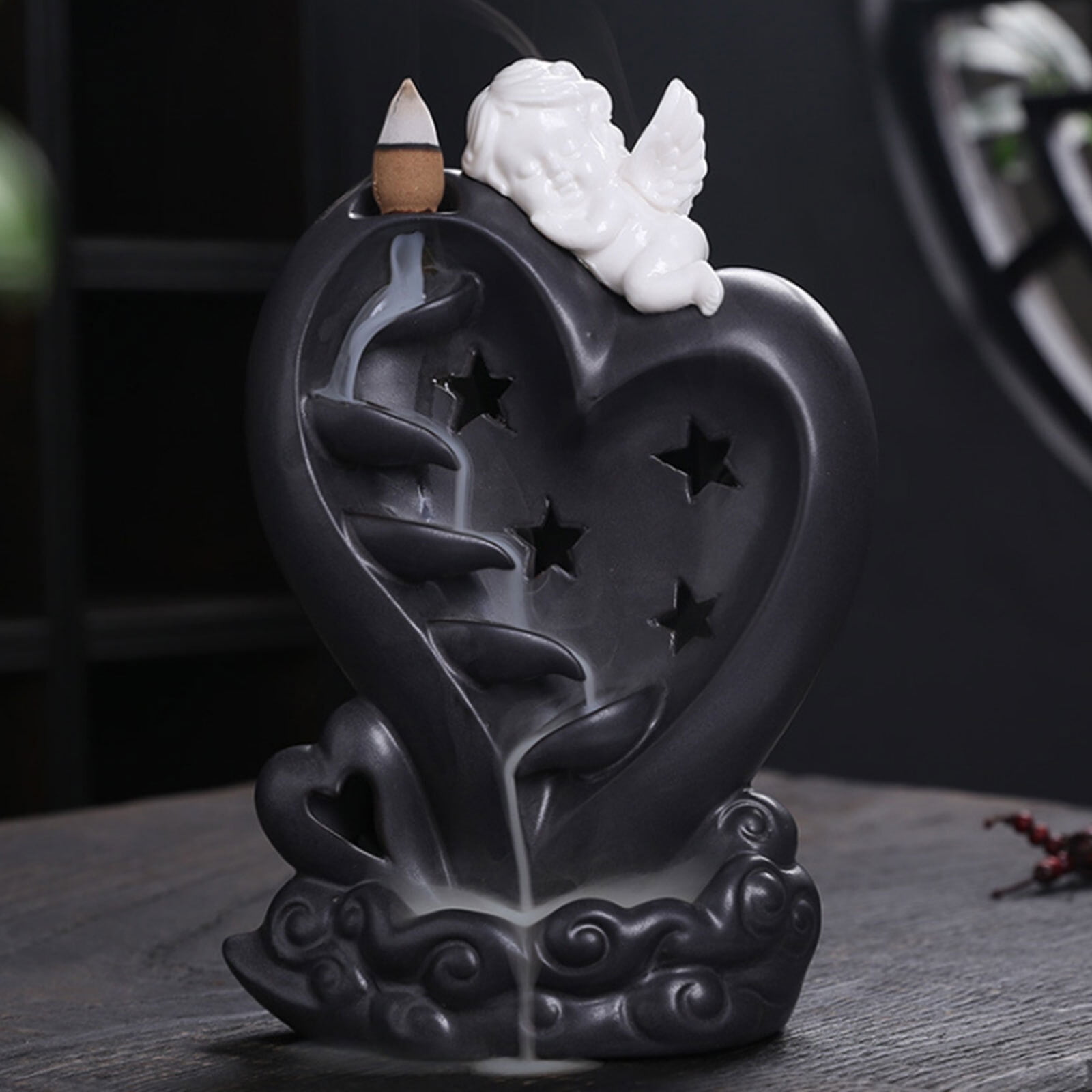 Modern Ceramic Backflow Incense Holder Countertop Angel Backflow Incense Holder for Living Room, Bedroom