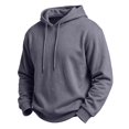 thumbnail image 5 of Hoodies for Men Casual Solid Color Pullover Drawstring Pocket Long Sleeve Hooded Blouse, 5 of 9