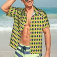 thumbnail image 4 of Salouo Mardi Gras Purple Yellow Plaid for Hawaiian Shirt for Men,Summer Beach Casual Short Sleeve Button Down Shirts Men's Regular-Fit Short-Sleeve Print Shirt -Medium, 4 of 6